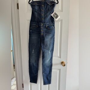 LADIES GUESS JEANS FRONT BUTTON TUBE DENIM JUMPSUIT